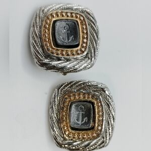 Silver and Gold Tone Gunsmith Nautical style Center Clip On Earrings